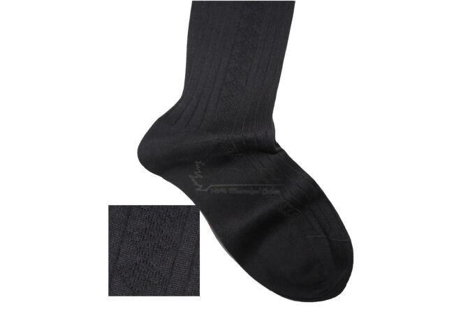 VICCEL / CELCHUK Knee Socks Diamond Textured Black 