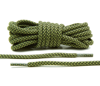 LACE LAB Rope Laces 5mm Olive / Black - Oliwkowo czarne okrągłe sznurowadła do butów