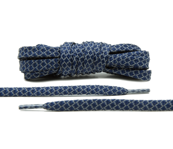 LACE LAB Reflective FLAT 1.0 Laces 7mm 7mm Navy Blue - Płaskie granatowe sznurówki do butów