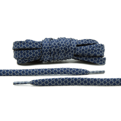 LACE LAB Reflective FLAT 1.0 Laces 7mm 7mm Navy Blue - Płaskie granatowe sznurówki do butów