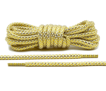 LACE LAB Rope Laces 5mm Metallic Gold / White - Metaliczne złoto białe okrągłe sznurowadła do butów