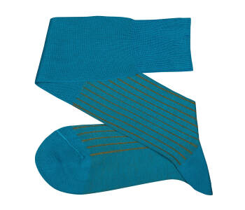 VICCEL / CELCHUK Knee Socks Turquoise Mustard Shadow Stripe 
