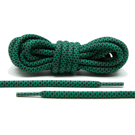 LACE LAB Rope Laces 5mm Green / Black - Zielono czarne okrągłe sznurowadła do butów