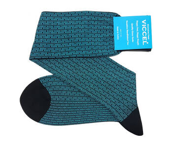 VICCEL Knee Socks Vertical Striped Black Blue / Dots 