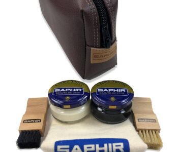 SAPHIR BDC Shoe Polish Case Chocolate + Accessories - zestaw do pielęgnacji obuwia