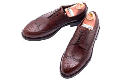 Brogues country marron. Brązowe skórzane luksusowe obuwie eleganckie z ażurkami i dekoracyjnymi zdobieniami biznesowe, biurowe, ślubne, okolicznościowe, gyw, męskie.