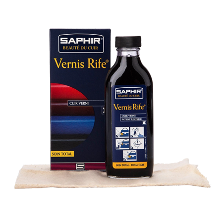 SAPHIR BDC Vernis Rife 100ml + Cotton - Płyn do skór lakierowanych + szmatka