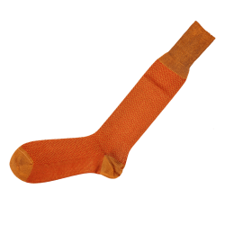 Eleganckie pomarańczowe wełniane podkolanówki męskie viccel knee socks herringbone mustard orange