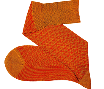 VICCEL / CELCHUK Knee Socks Herringbone Mustard / Orange