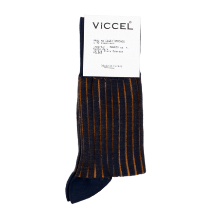 VICCEL / CELCHUK Knee Socks Shadow Stripe Navy Blue Mustard