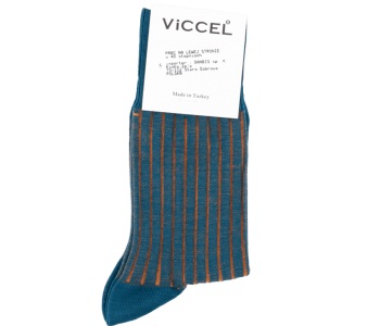 VICCEL / CELCHUK Socks Shadow Stripe Petrolium Green / Mustard