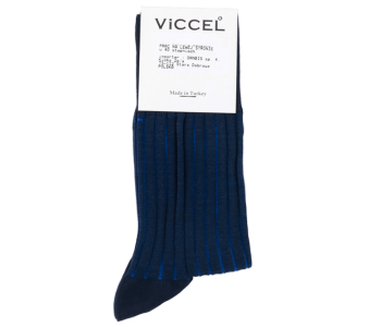VICCEL / CELCHUK Socks Shadow Stripe Dark Navy Blue / Royal Blue