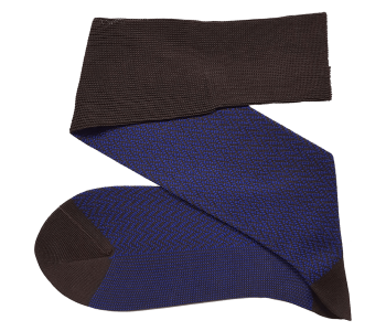 VICCEL / CELCHUK Knee Socks Herringbone Brown / Royal Blue