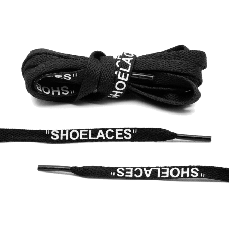 LACE LAB OFF-WHITE Laces 8mm Black - Czarne sznurówki z białym napisem SHOELACES