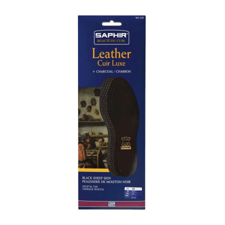 SAPHIR BDC Insoles BLACK Leather on Charcoal - Czarne skórzane wkładki do obuwia