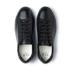 Klasyczne czarne skórzane sneakersy męskie, TLB MALLORCA SNEAKERS S3 Beta Funchal Negro - Czarne skórzane Sneakersy na czarnej podeszwie gumowej