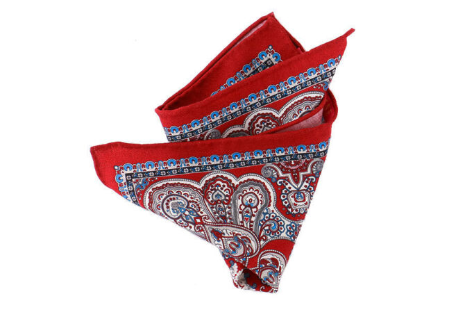 Pocket Square Wool PATHW1619_2 Dark Red