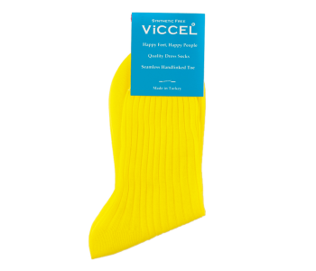 VICCEL Socks Solid Canary Yellow Cotton