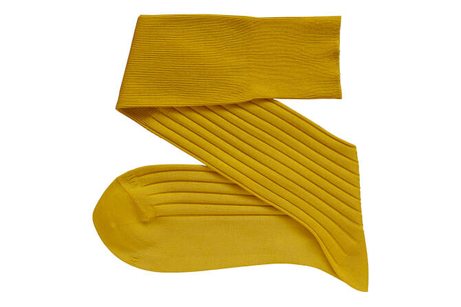 VICCEL / CELCHUK Knee Socks Solid Canary Yellow Cotton