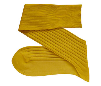 VICCEL / CELCHUK Knee Socks Solid Canary Yellow Cotton