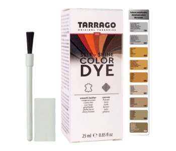 TARRAGO Color Dye SINGLE Metallic Colors 25ml + Brush + Sponge - metaliczne farby akrylowe do skór licowych i butów + pędzelek + gąbka