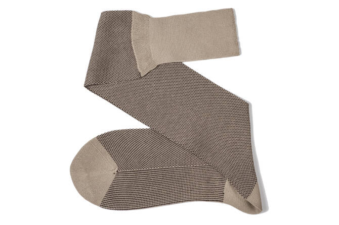 VICCEL / CELCHUK Knee Socks Birdseye Beige / Brown