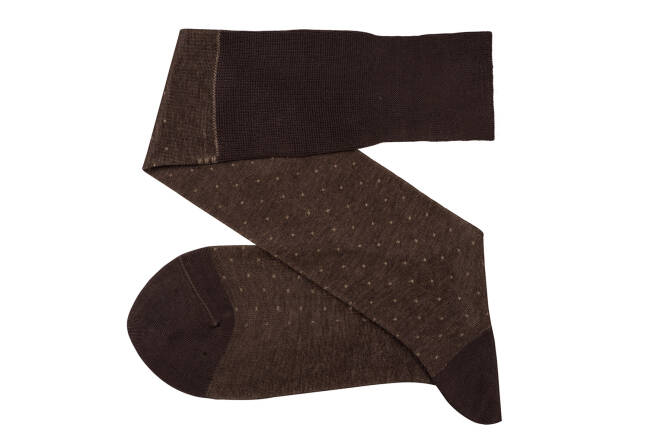 VICCEL Knee Socks Pin Dots Brown / Beige