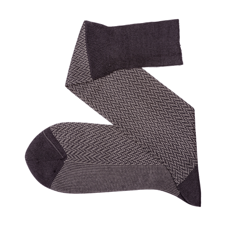 brązowe wełniane podkolanówki męskie viccel knee socks herringbone charcaol gray