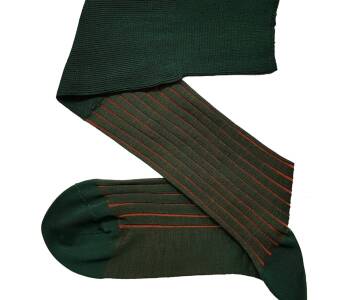 VICCEL / CELCHUK Knee Socks Shadow Stripe Forest Green / Orange