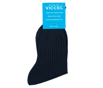 VICCEL Socks Solid Navy Blue Cotton