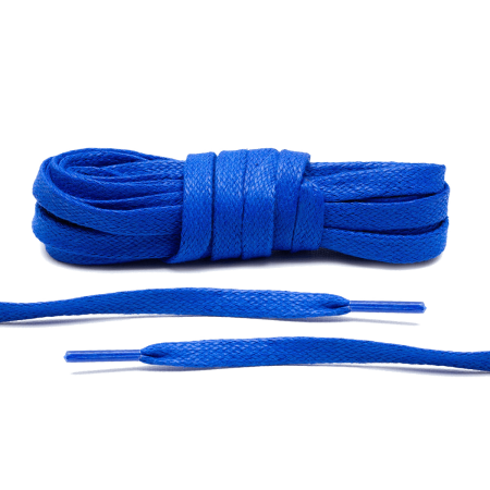 LACE LAB Waxed Shoe Laces 7mm Royal Blue - Niebieskie płaskie sznurówki do butów