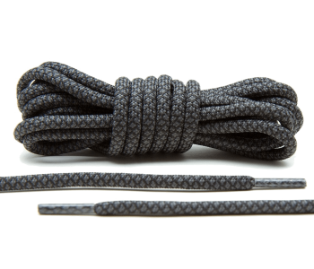 LACE LAB Rope Laces 5mm Gray / Black - Szaro czarne okrągłe sznurowadła do butów