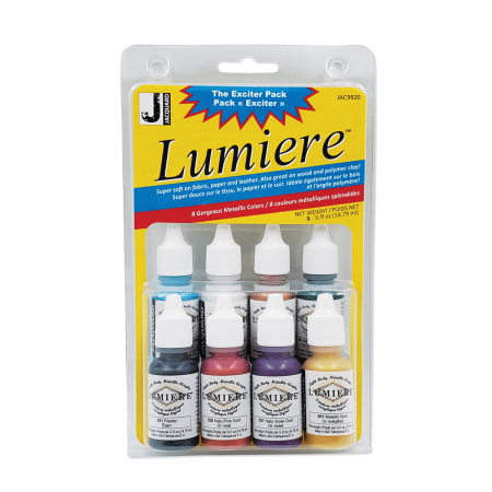 JACQUARD Lumiere Mini Exciter Pack 8x 0.5oz / Zestaw metalicznych i perłowych farb akrylowych do rękodzieła