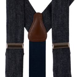 Ekskluzywne szelki do spodni, ciemny granatowy jeans. Braces, Suspenders. Elegancki prezent dla mężczyzny.