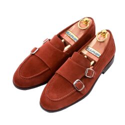 Klasyczne brązowe zamszowe loafersy męskie.TLB MALLORCA Sacchetto 2037 F R111 Suede Polo Brown