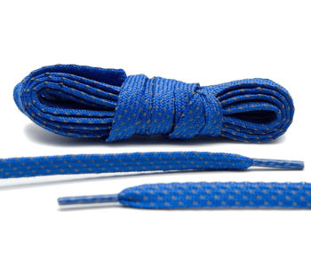 LACE LAB Reflective FLAT 2.0 Laces 9mm Blue - Płaskie niebieskie sznurówki do butów