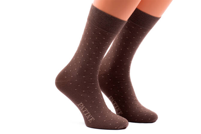 PATINE Socks PAKO01-0040 - Brązowe skarpety w jasno brązowe kropki