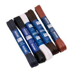 łaskie woskowane średnio brązowe sznurowadła o średnicy 2,5mm. Cienkie luksusowe sznurówki w kilku długościach do wyboru. Woskowane okrągłe sznurówki odporne na mechacenie się.