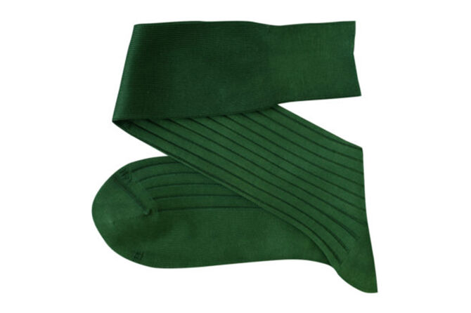 VICCEL / CELCHUK Knee Socks Solid Forest Green Cotton