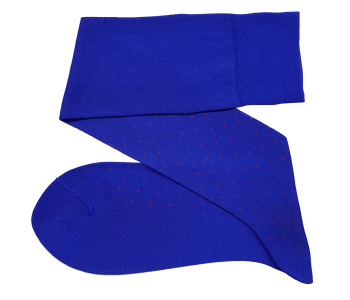 VICCEL Knee Socks Pin Dots Royal Blue / Red
