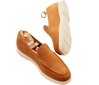 TLB MALLORCA COMFORT Apron Toe 2009 Suede Segale - brązowe zamszowe loafersy