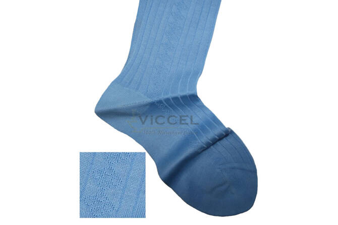 VICCEL / CELCHUK Knee Socks Diamond Textured Sky Blue 