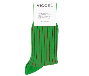 VICCEL / CELCHUK Socks Shadow Stripe Pistachio Green / Red