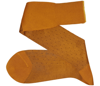 VICCEL / CELCHUK Knee Socks Pin Dots Dark Mustard / Brown