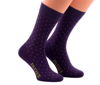 PATINE Socks PAKO01-0505 - Fioletowe skarpety w żółte kropki