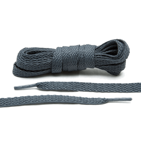 LACE LAB Flat Shoe Laces 8mm Dark Grey - Ciemnoszare płaskie sznurówki do butów