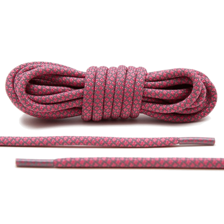 LACE LAB 3M Reflective Laces 5mm Pink - Różowo szare odblaskowe okrągłe sznurówki do butów