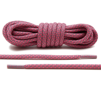LACE LAB 3M Reflective Laces Pink - Różowo szare odblaskowe okrągłe sznurówki do butów
