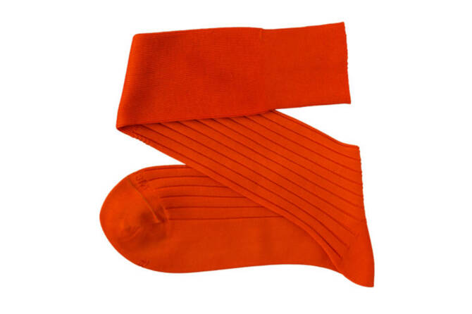VICCEL / CELCHUK Knee Socks Solid Orange Cotton