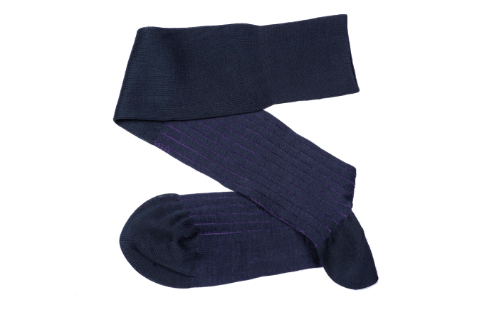 VICCEL / CELCHUK Knee Socks Shadow Stripe Dark Navy Blue / Purple